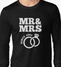 15th Wedding Anniversary Gift T-Shirt Mr & Mrs Since 2002 Long Sleeve T-Shirt