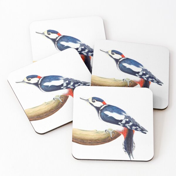 Item preview, Greater Spotted Woodpecker Watercolour Artwork Painting designed and sold by Alison Langridge.