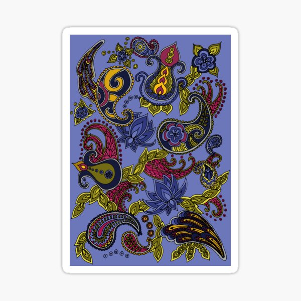 Paisley of '71 - black on blue Sticker