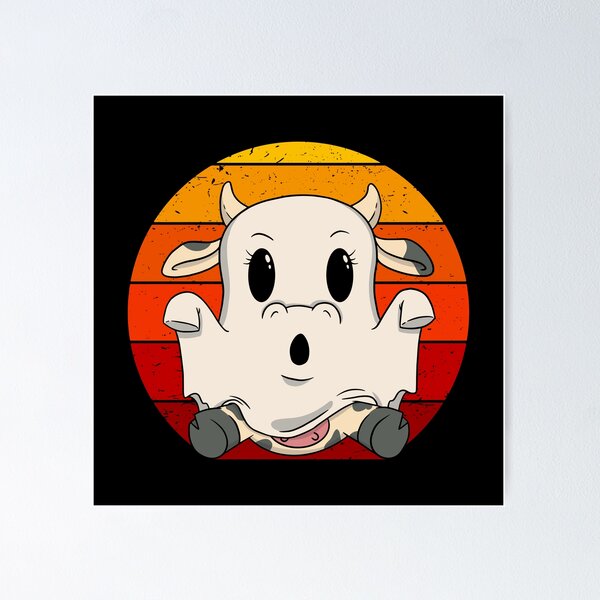 Item preview, Vintage Retro Sunset Halloween Ghost Cow II designed and sold by Lemon Pepper.