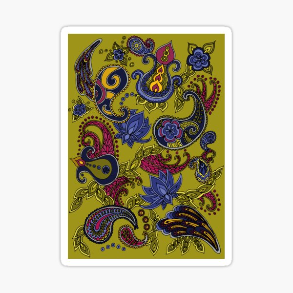 Paisley of '71 - black on green Sticker