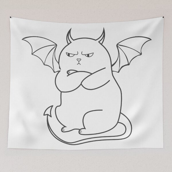 Item preview, Outline offended devil cat designed and sold by CutieBlue.