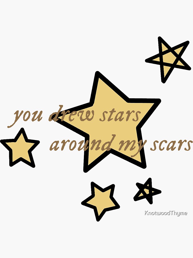 "You drew stars around my scars Cardigan stickers" Sticker by