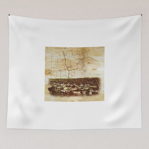 Item preview, Santa Rosa, California - map and panorama on old paper designed and sold by NickoPrints.