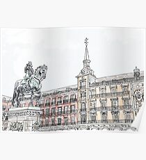Plaza Mayor Madrid watercolor Poster