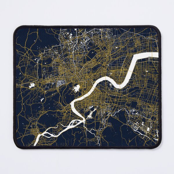 Item preview, Hangzhou City Map of Zhejiang, China - Gold Art Deco designed and sold by deMAP.