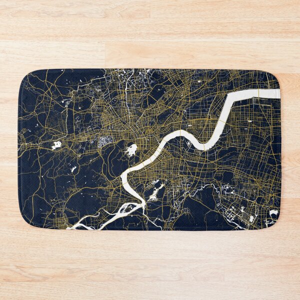 Item preview, Hangzhou City Map of Zhejiang, China - Gold Art Deco designed and sold by deMAP.