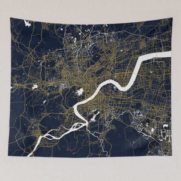 Item preview, Hangzhou City Map of Zhejiang, China - Gold Art Deco designed and sold by deMAP.