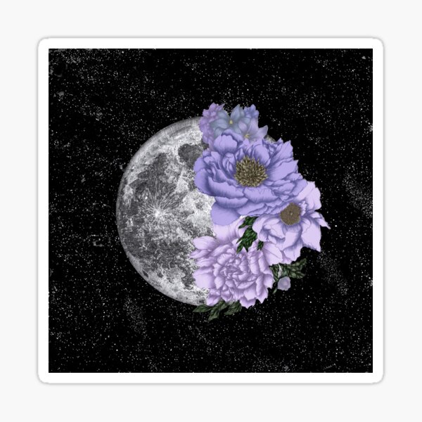 Item preview, Moon Abloom in Lavendar and Periwinkle designed and sold by ECMazur Art.