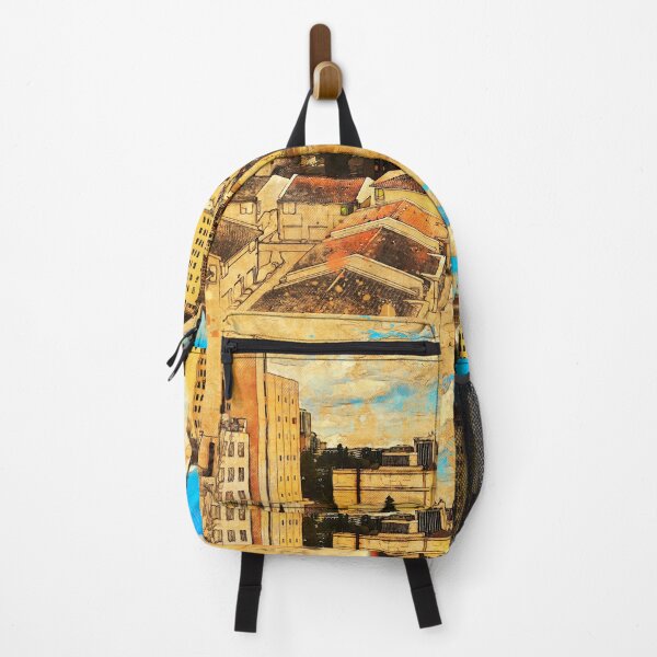 Item preview, Downtown Fresno, California, seen above Fulton Street - painting and sketch designed and sold by NickoPrints.