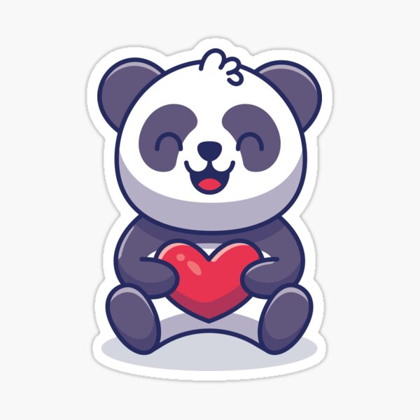 Cute Panda Holding Heart Sticker