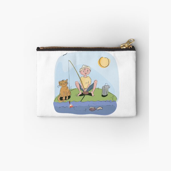 Item preview, A boy and a cat fishing with a nice outline style. designed and sold by greengoodnich.