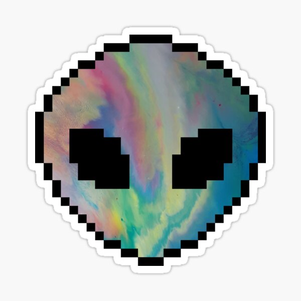 Rainbow Psychedelic Pixel Art Alien Sticker