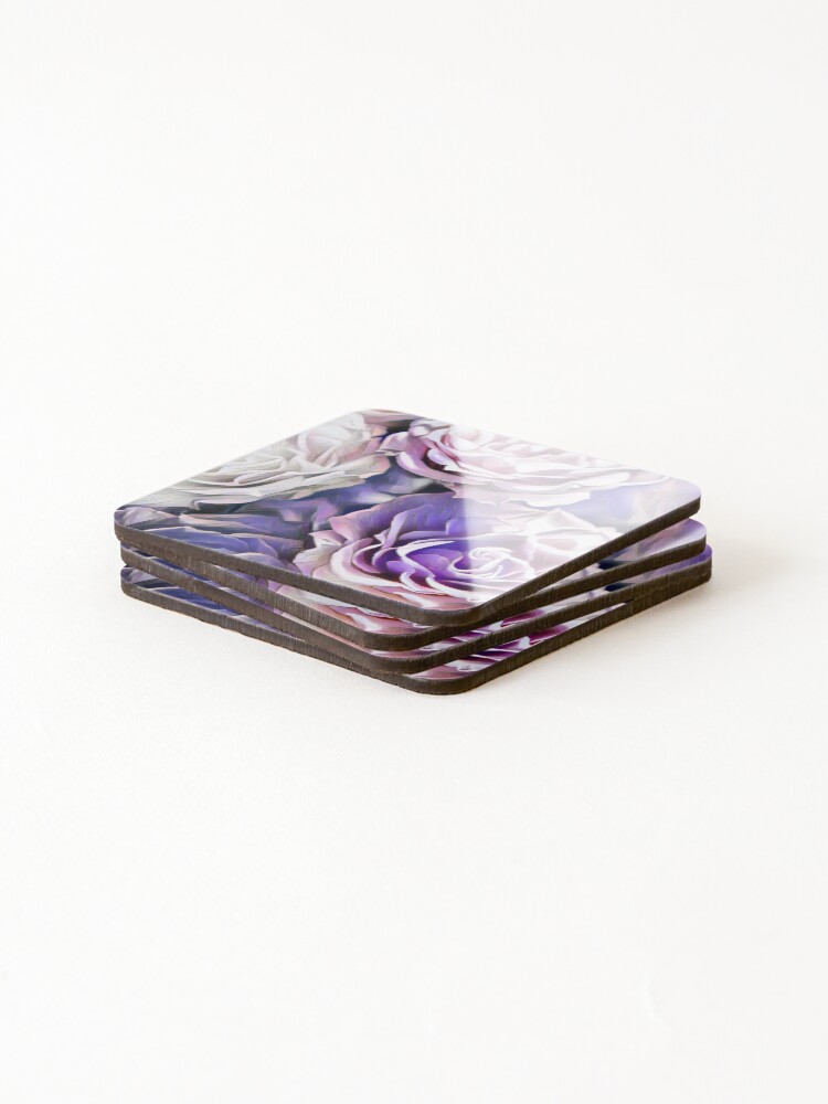 Thumbnail 4 of 5, Coasters (Set of 4), Pastel Roses designed and sold by HappyLifeCreate.