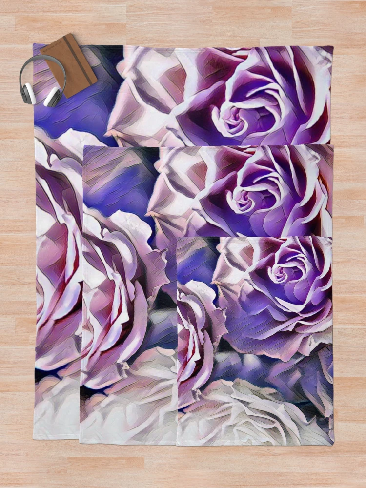 Thumbnail 5 of 6, Throw Blanket, Pastel Roses designed and sold by HappyLifeCreate.