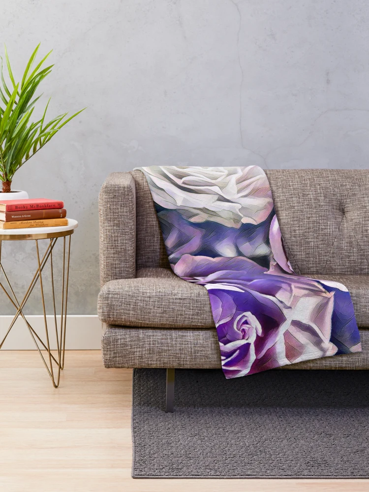 Thumbnail 2 of 6, Throw Blanket, Pastel Roses designed and sold by HappyLifeCreate.