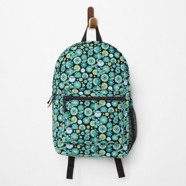 Item preview, Retro Teal Flower Pattern designed and sold by HappyLifeCreate.