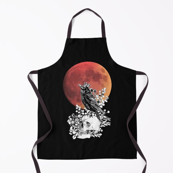 Item preview, Blood moon and black raven with skull and crow, skeleton eucaliptus leaves designed and sold by Collagedream.