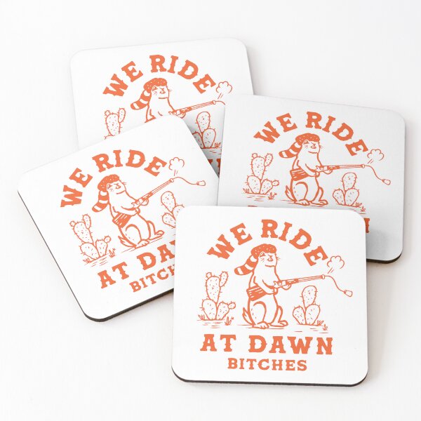 Item preview, We Ride At Dawn Bitches: Funny Western Prairie Dog With Pop Gun designed and sold by The Whiskey Ginger Design Shop.