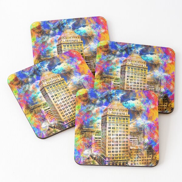 Item preview, Pacific Southwest Building in Fresno - colorful painting designed and sold by NickoPrints.