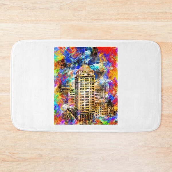 Item preview, Pacific Southwest Building in Fresno - colorful painting designed and sold by NickoPrints.