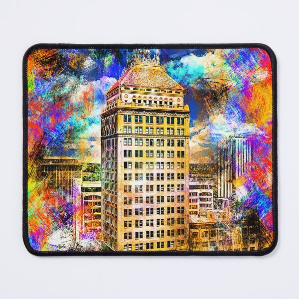 Item preview, Pacific Southwest Building in Fresno - colorful painting designed and sold by NickoPrints.