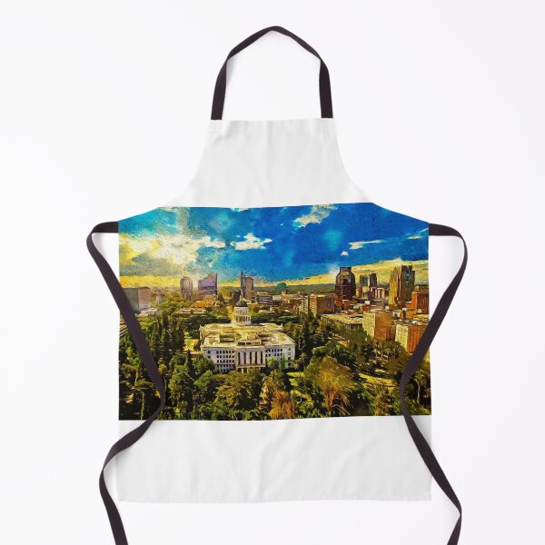 Item preview, Sacramento cityscape with California State Capitol at sunset - strong digital painting designed and sold by NickoPrints.