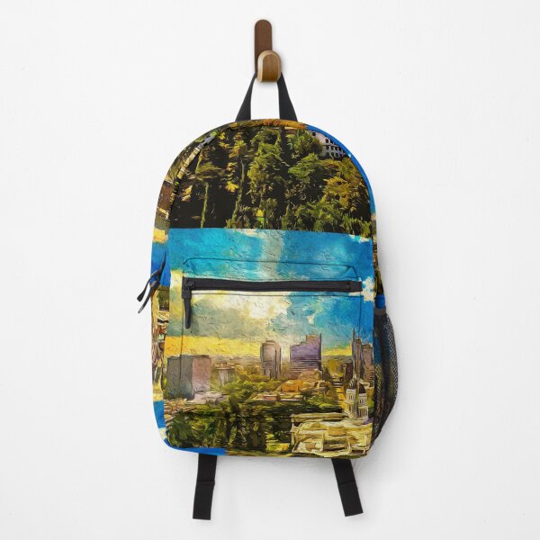 Item preview, Sacramento cityscape with California State Capitol at sunset - strong digital painting designed and sold by NickoPrints.