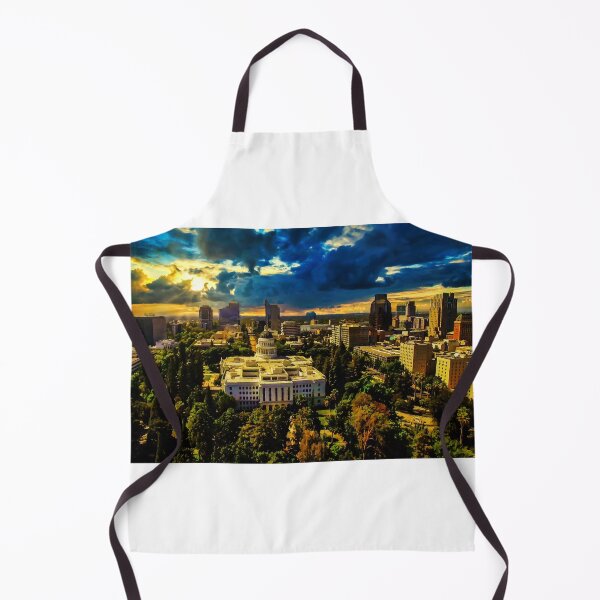 Item preview, Sacramento cityscape with California State Capitol at sunset - light digital painting designed and sold by NickoPrints.