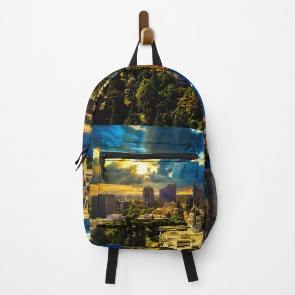 Item preview, Sacramento cityscape with California State Capitol at sunset - light digital painting designed and sold by NickoPrints.