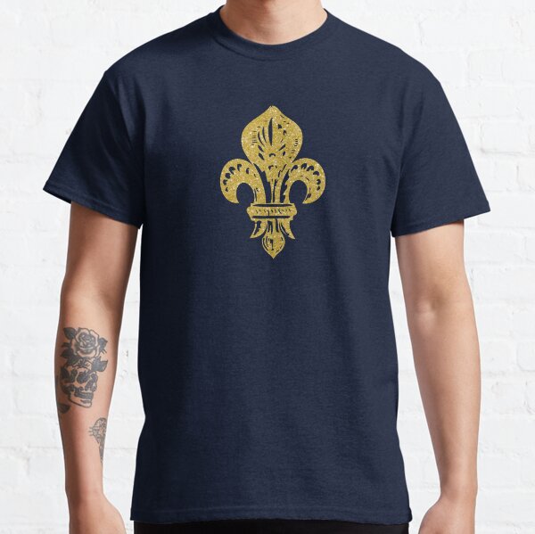 Item preview, Golden fleur-de-lis Lily Flower on Navy Background designed and sold by Star58.