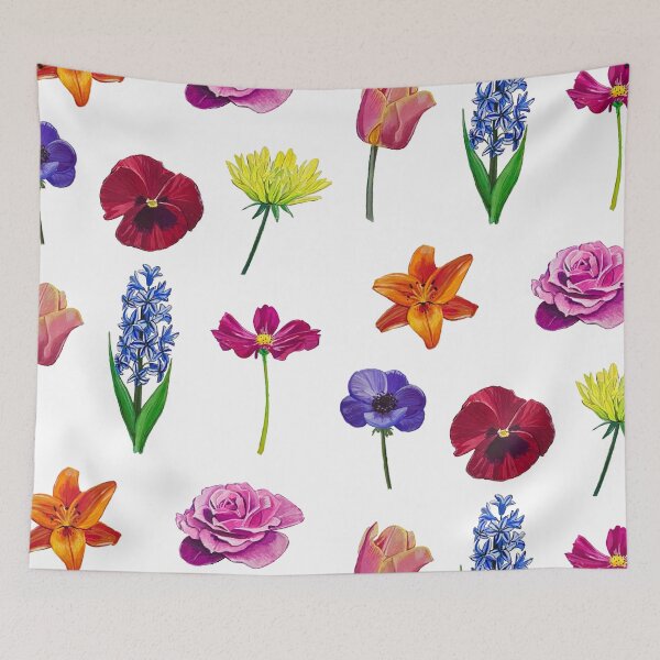 Item preview, Bright gouache flowers designed and sold by Kinasart.