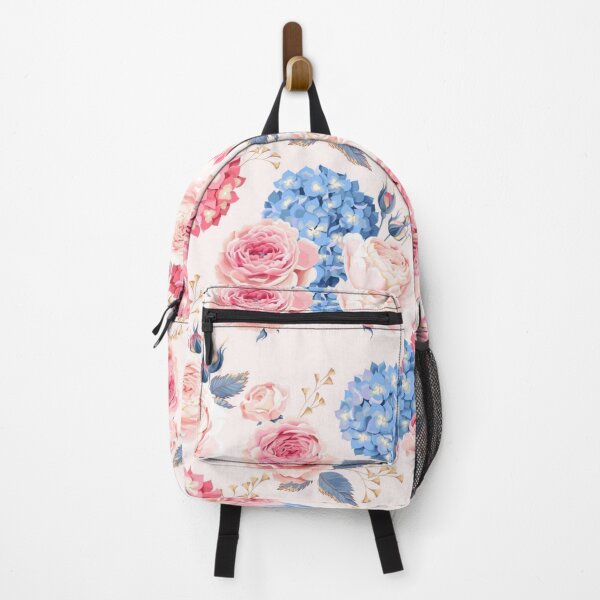 Item preview, Pink Blue Rose & Hydrangea Floral Flower Pattern designed and sold by WearWolfDesigns.