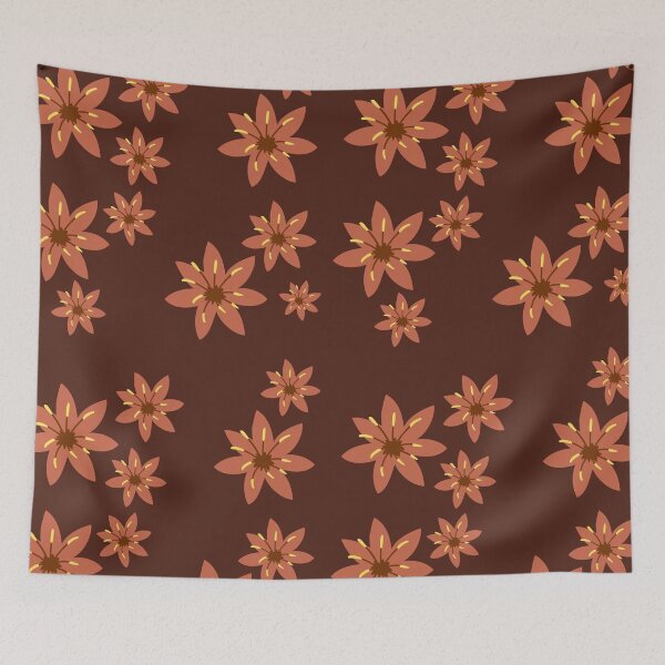Aperçu de l'œuvre Fleurs graphiques couleur terre de Sienne sur fond marron marron créée et vendue par GoldenPine.
