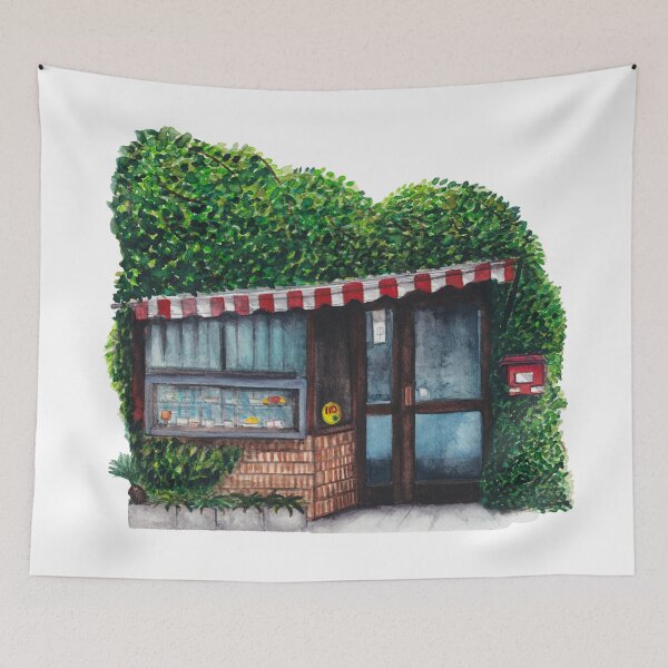 Item preview, Watercolor - Japanese kisaten teahouse  designed and sold by Karolien Kenis.