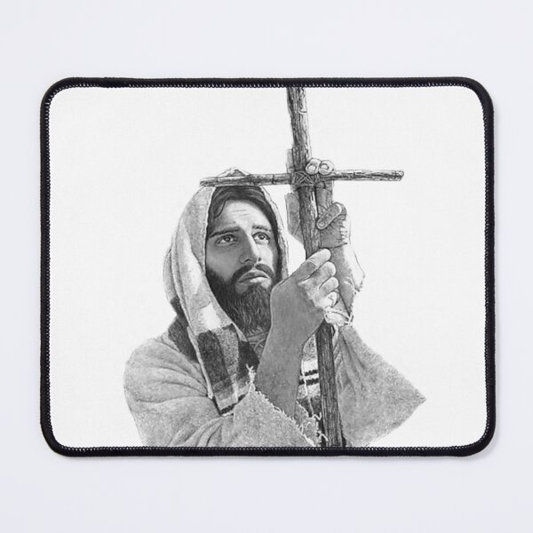 Item preview, Jesus Christ Holding wood cross designed and sold by Rowena Jones.