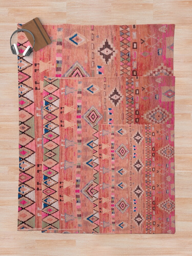 Thumbnail 5 of 6, Throw Blanket, Traditional Moroccan Berber Rug Design designed and sold by SpaceBazaar.