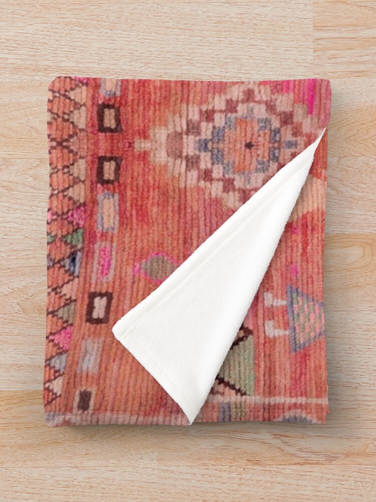 Thumbnail 3 of 6, Throw Blanket, Traditional Moroccan Berber Rug Design designed and sold by SpaceBazaar.