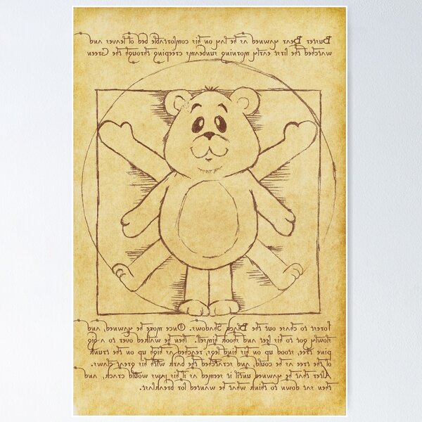 Aperçu de l'œuvre Affiche de l'ours en peluche de l'homme de Vitruve créée et vendue par waiting4rain.
