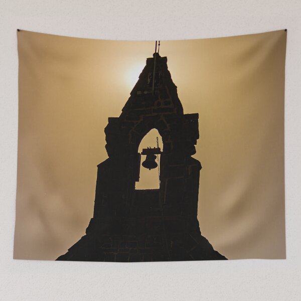 Item preview, Silhouette of old church bell tower at sunset in Bulla Victoria designed and sold by James-Cole.