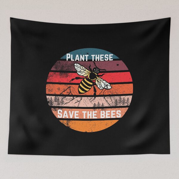Item preview, Plant these save the bees - retro vintage sunset  designed and sold by Tanuja  Sharma.