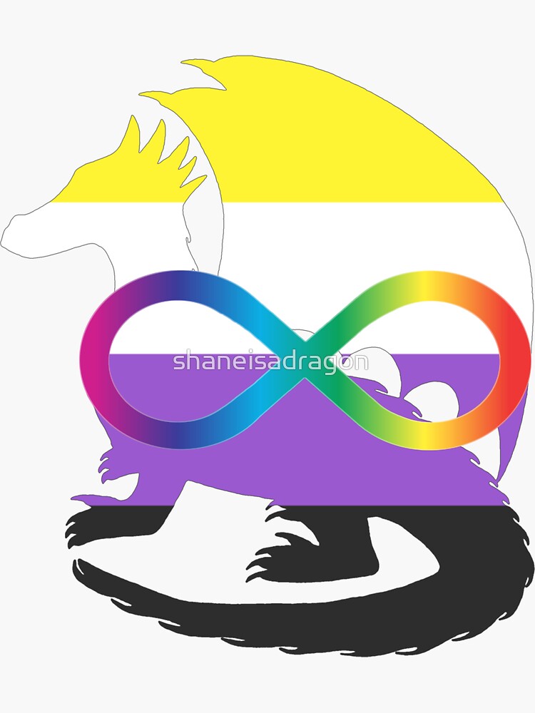 Neurodivergent Nonbinary Pride Dragon Sticker For Sale By 6577