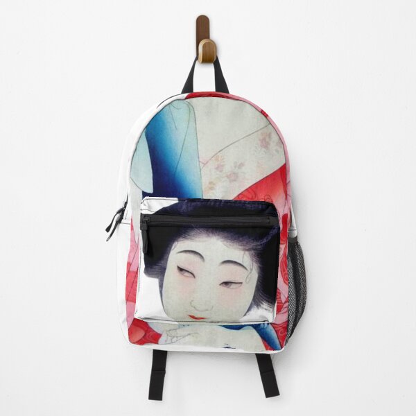 Item preview, Ukiyoe Woman in Blue Red and Black 浮世絵 designed and sold by amuseXpress.