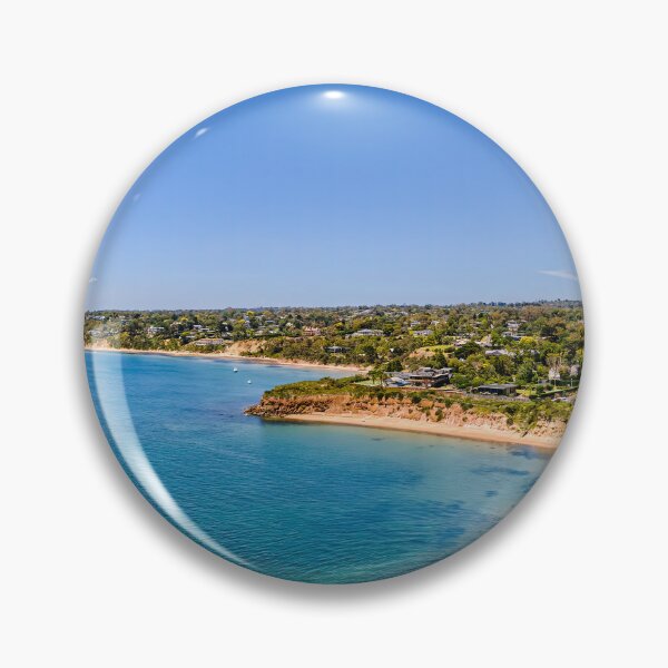 Item preview, Aerial shot of Daveys Bay Pelican Point, Mount Eliza coastal seascape with turquoise sea and clear blue sky aerial panoramic designed and sold by James-Cole.