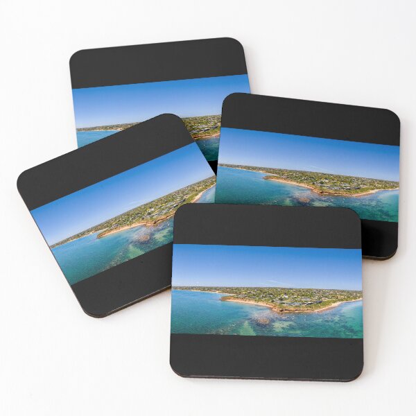Item preview, Aerial shot of Daveys Bay Pelican Point, Mount Eliza coastal seascape with turquoise sea and clear blue sky aerial panoramic designed and sold by James-Cole.
