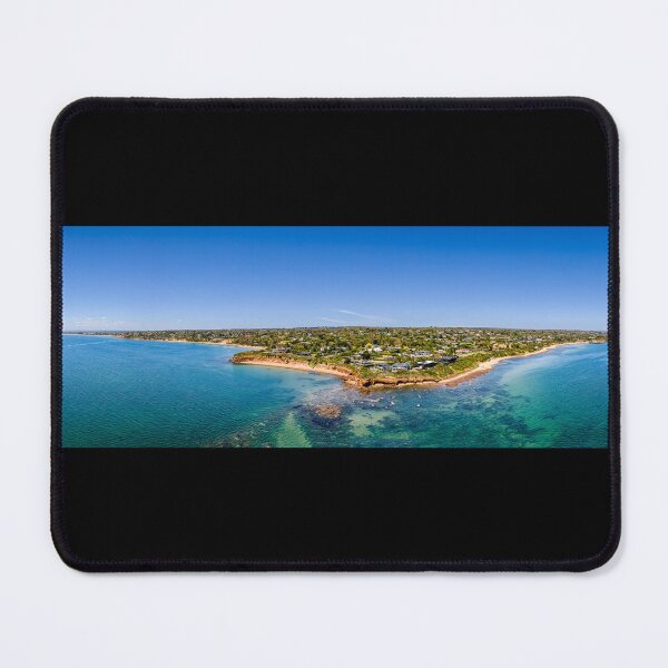 Item preview, Aerial shot of Daveys Bay Pelican Point, Mount Eliza coastal seascape with turquoise sea and clear blue sky aerial panoramic designed and sold by James-Cole.