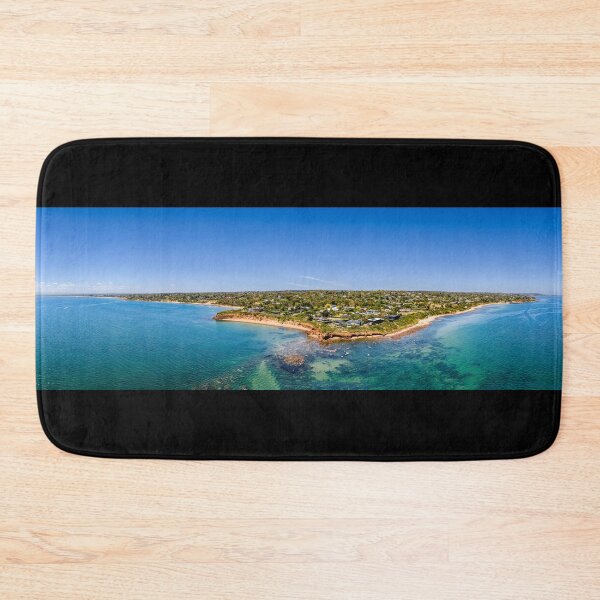 Item preview, Aerial shot of Daveys Bay Pelican Point, Mount Eliza coastal seascape with turquoise sea and clear blue sky aerial panoramic designed and sold by James-Cole.