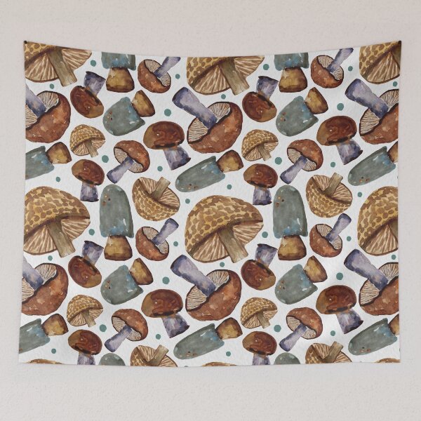 Item preview, Forest Mushrooms - Brown & Blue designed and sold by aliciahayesart.