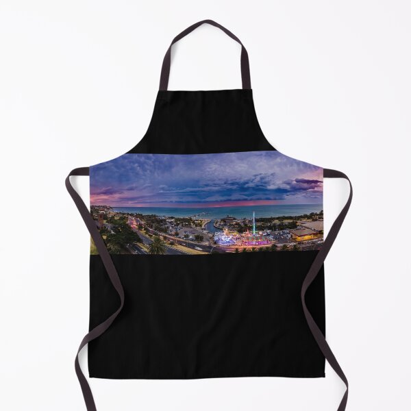 Item preview, Stormy Arcus shelf cloud approaching the Frankston coastline in the afterglow of sunset with apocalyptic blues and purples aerial panoramic designed and sold by James-Cole.