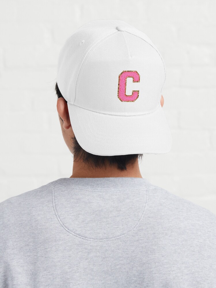 Letter C Bubble gum glitter Varsity Preppy pink patch Baby T